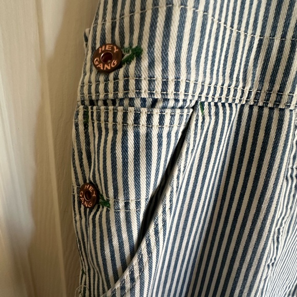 Striped Straight-Leg Overalls  in Blue/White - Picture 3 of 3